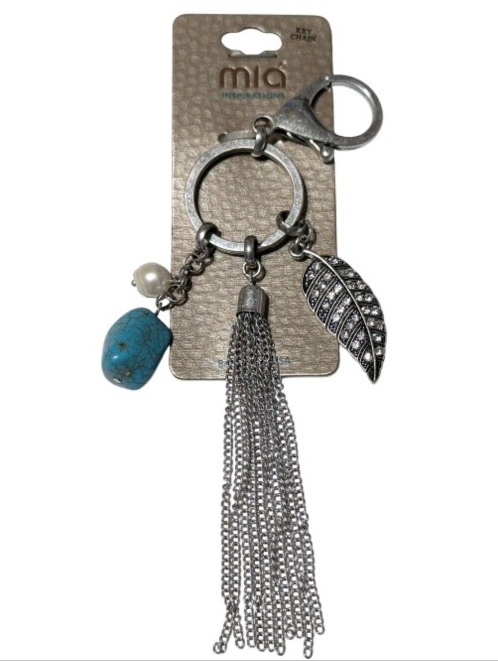 Boho Turquoise Bag Charm Keychain
